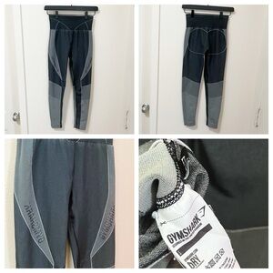 •GYMSHARK• Turbo Seamless Compression Leggings Black Grey